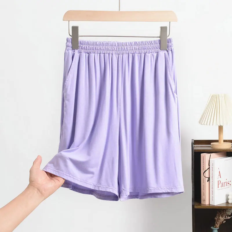 Large size Modal Pocket Shorts High stretch Summer Thin wide leg Short pants Homewear Loose pants over the knee XL to 6XL