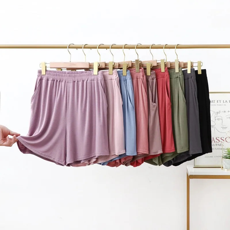 Large size Modal Pocket Shorts High stretch Summer Thin wide leg Short pants Homewear Loose pants over the knee XL to 6XL