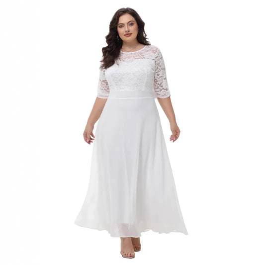 Plus Size Large Size Lace Chiffon Splice Dress Maidsmaid Dress Women's Fashionable Elegant Style Perfect for Parties And Wedd...