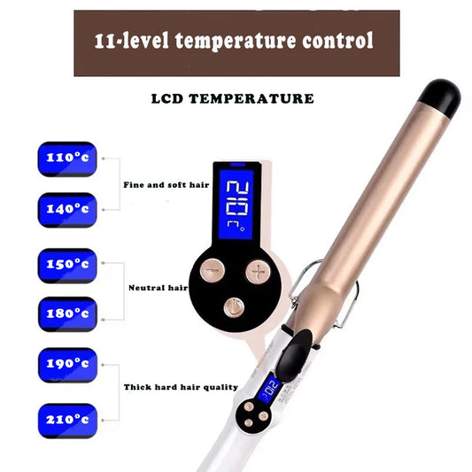 2021 New 9mm-38mm Professional Ceramic Hair Curler Lcd Curling Iron Roller Curls Wand Waver Fashion Styling Tools