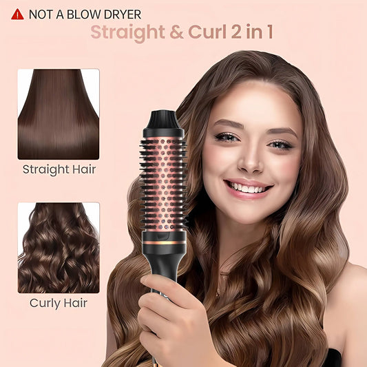 Curling Iron Thermal Brush 3 in 1 Set Heated Round Curling Brush Hair Style Ceramic Double PTC Heater Fast Heating Brush