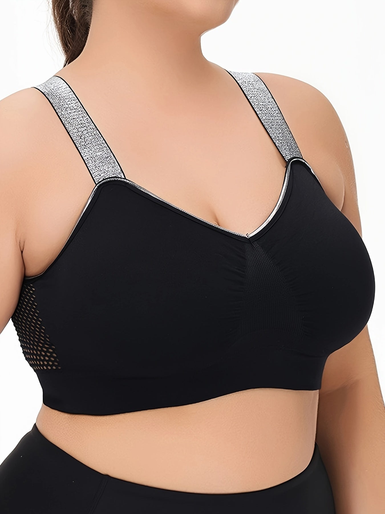 Thin Silvery Contrast High-End Bra Plus Size Breathable Women's Underwear