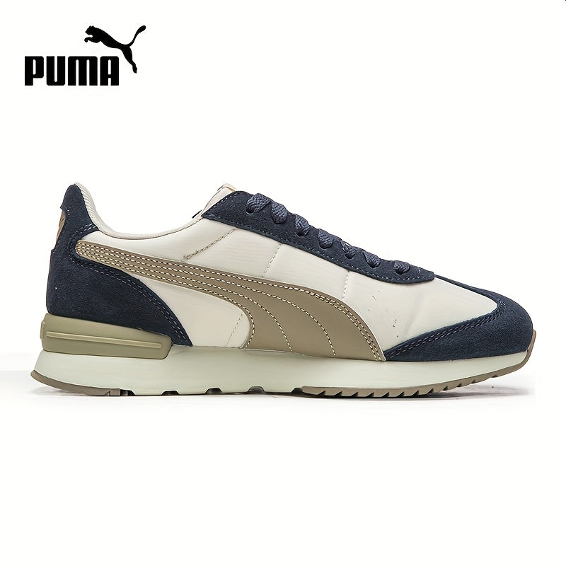 PUMA Men's & Women's Low-Top Sneakers - White & Navy Blue Genuine Upper, Golden-Tone Arch Support