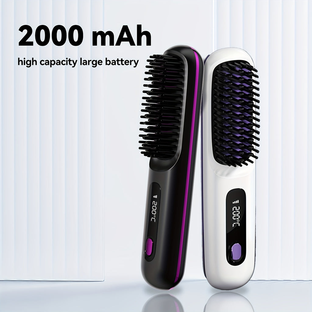 Wireless Straightener Brush, 30W Ceramic, 3 Temperature Settings