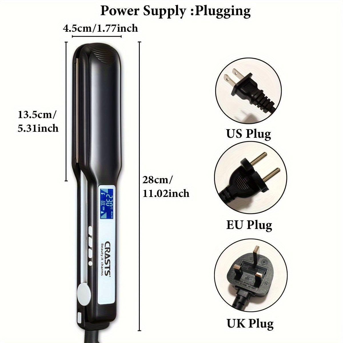 Professional Hair Straightener with Display - Dual-Use for Smooth Styling & Curls