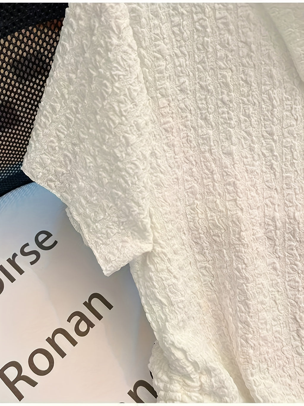 Women's Stylish White Short Sleeve Blouse with Drawstring Detail - Polyester, All-Season, Regular Fit