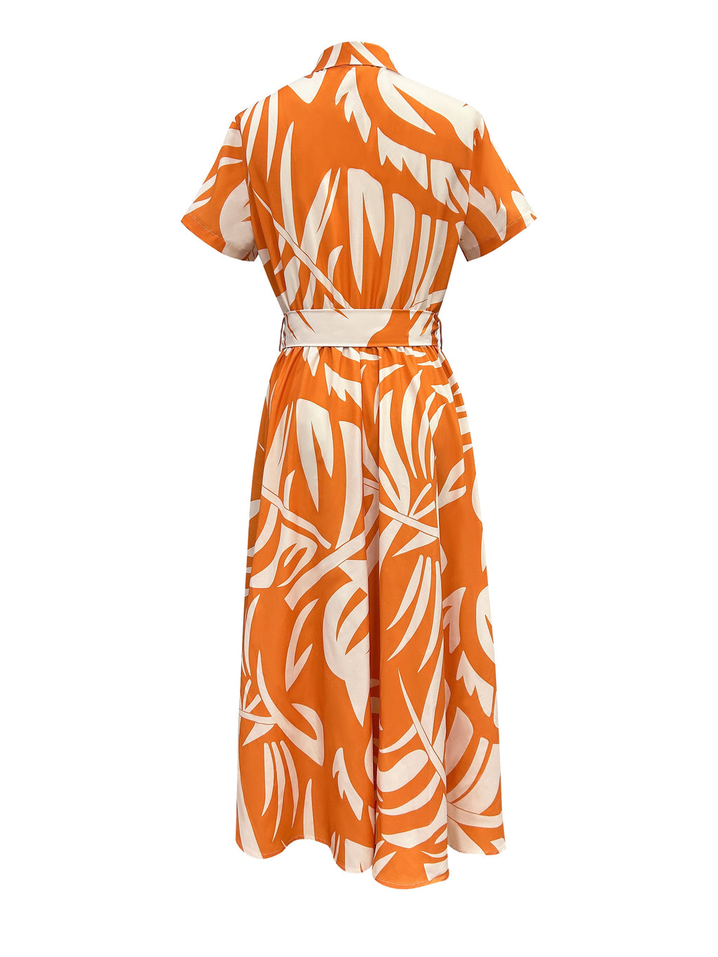 Charming Floral Print Dress - Stylish Button Front, Short Sleeve Collar Design