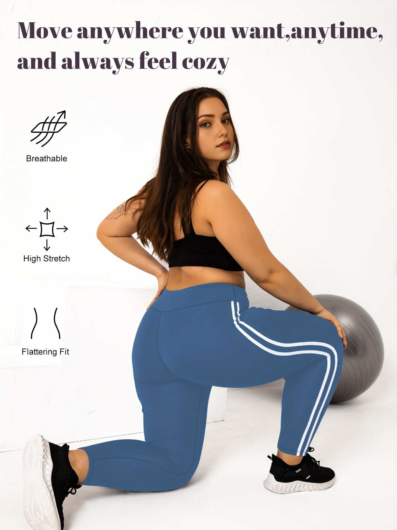 3-Pack Plus Size High-Waisted Tight-Fit Leggings