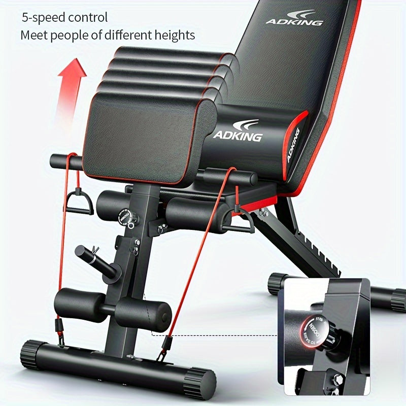 1pc Adjustable Weight Bench with Sit-Up Assistant, 13-in-1 Folding Dumbbell Workout Chair