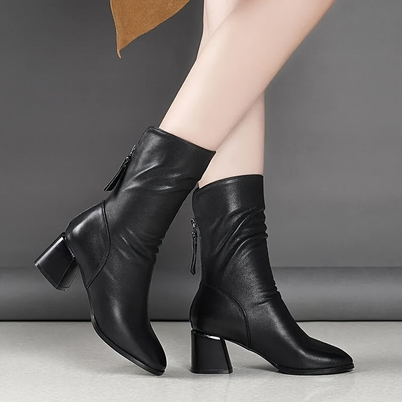 Women's Ankle Boots with Back Zipper, Fashion Short Boots