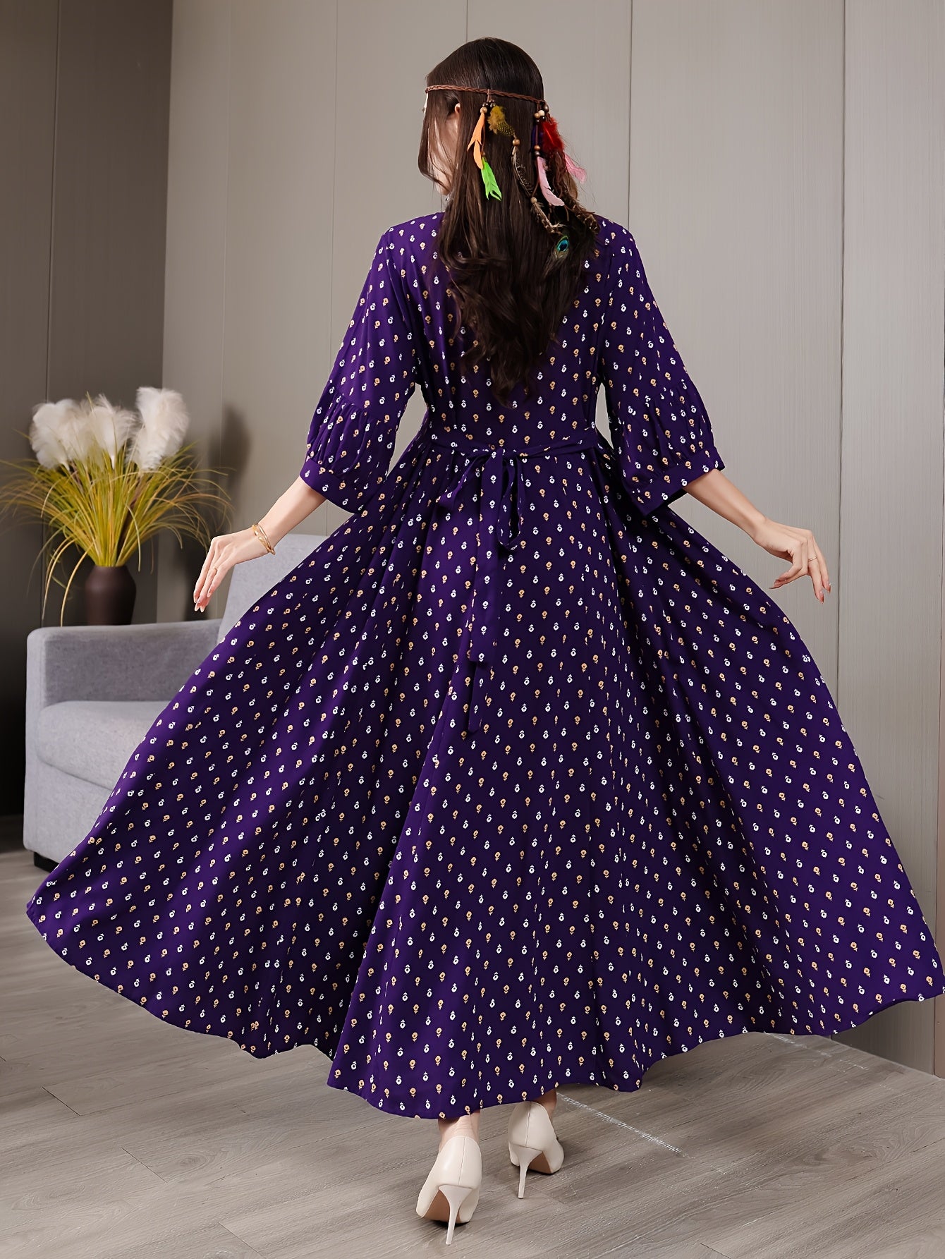 Embroidered Vintage Bohemian Maxi Dress for Women