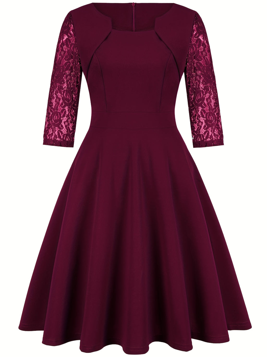 Elegant Women's Dress - Long Sleeve, V-Neck, A-Line Silhouette