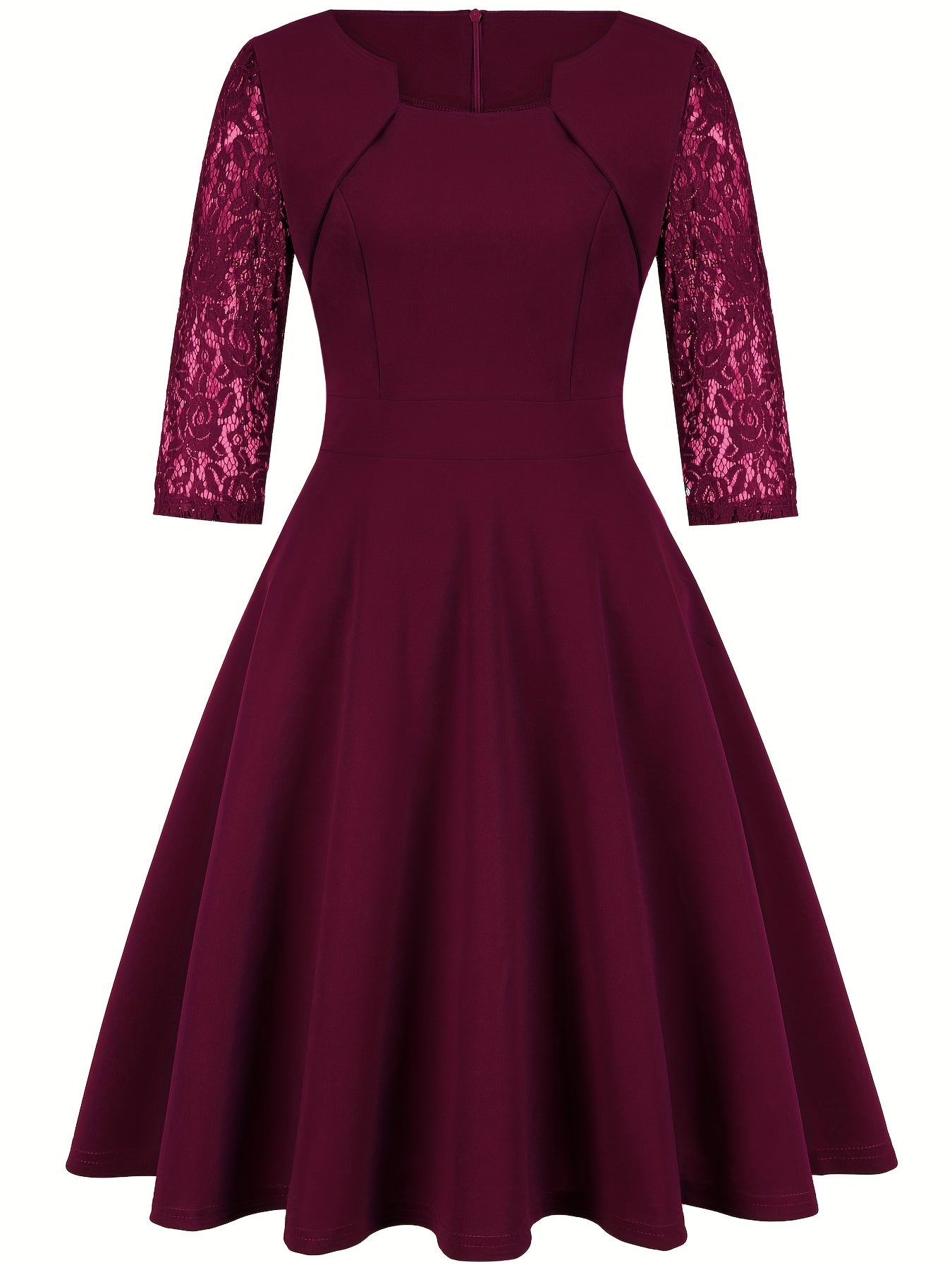 Elegant Women's Dress - Long Sleeve, V-Neck, A-Line Silhouette