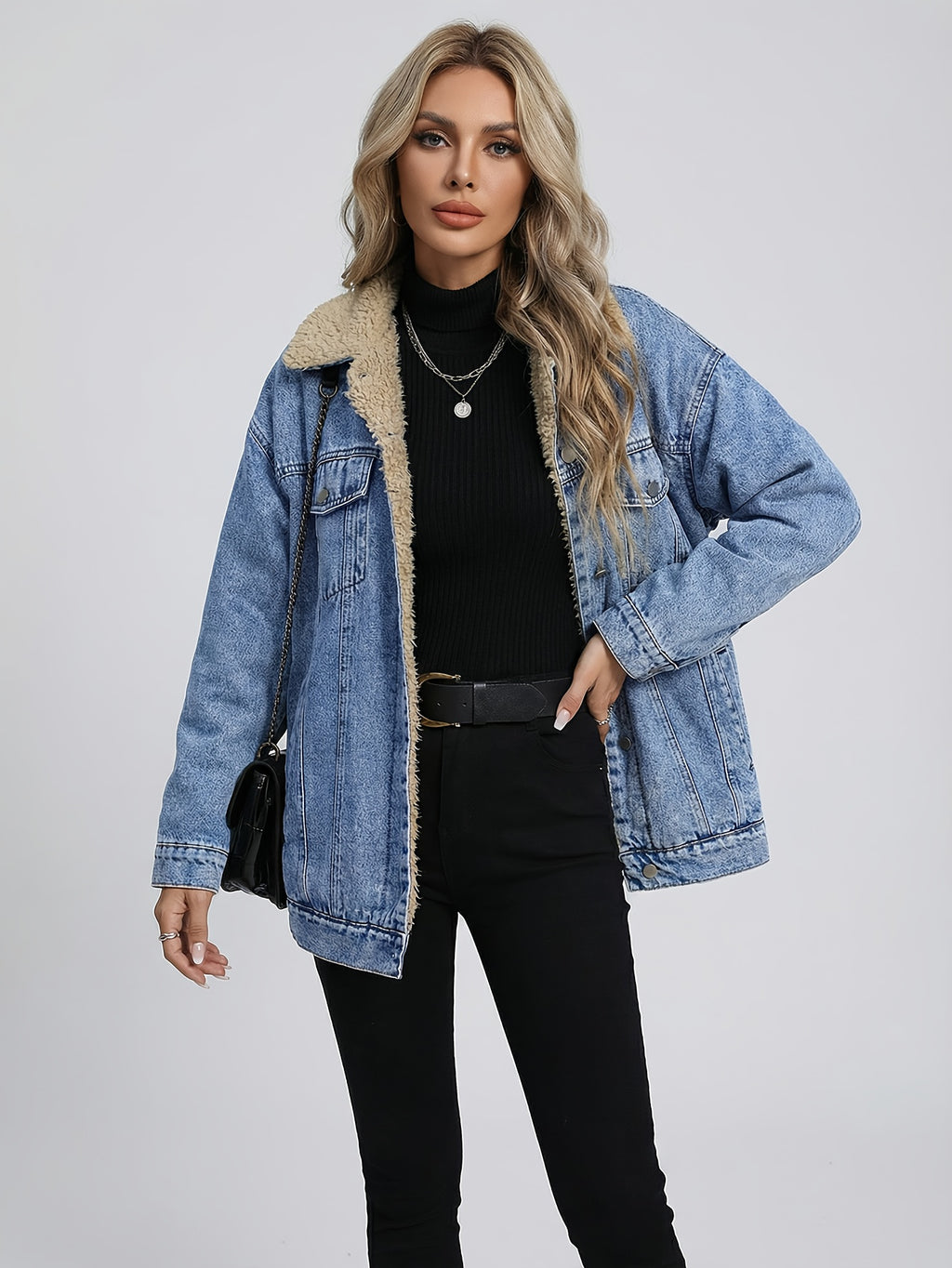 Ladies New -lined Denim Top Trendy Fashion Wash Denim All-Matching Comfortable Denim Coat