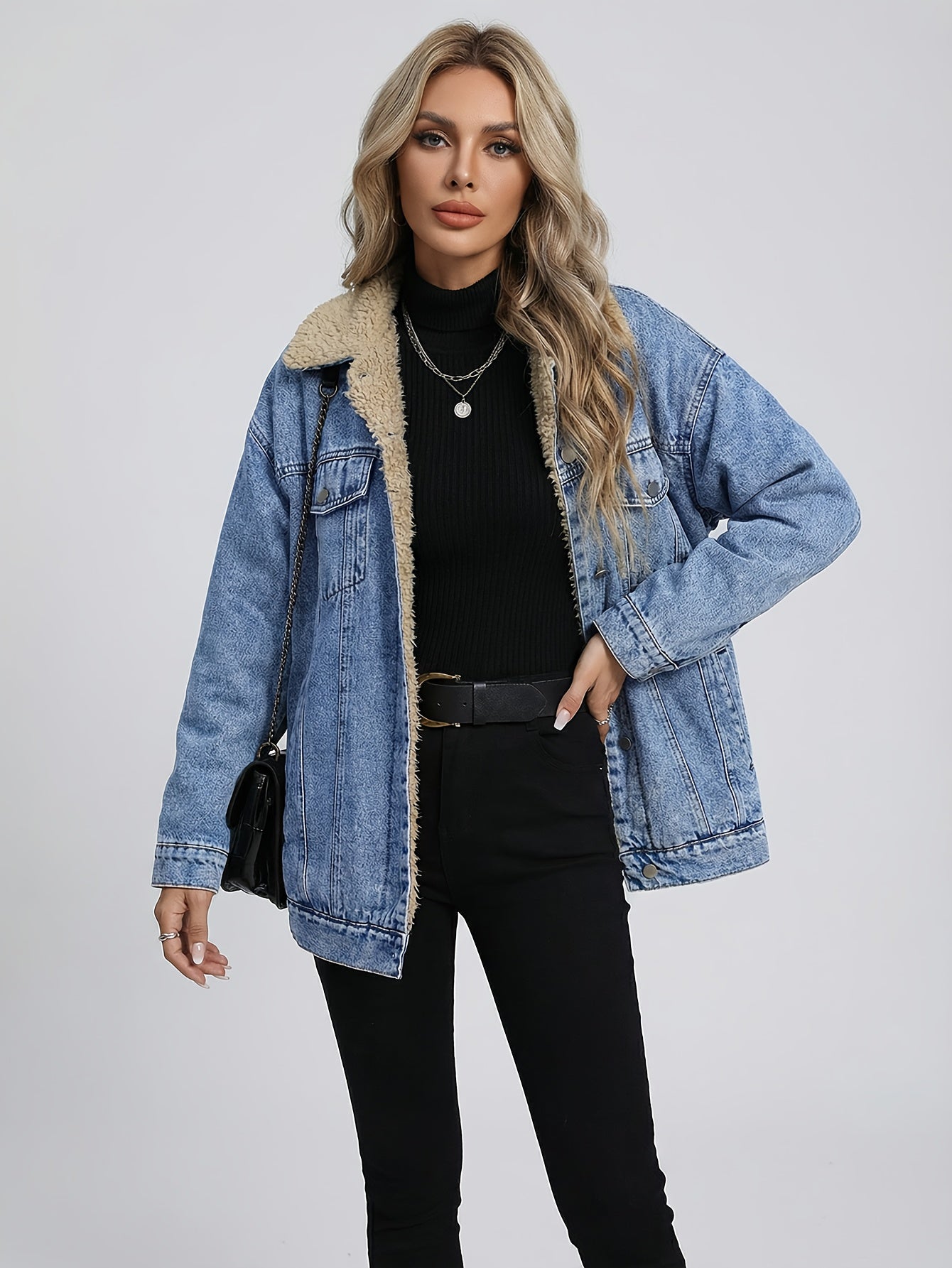 Ladies New -lined Denim Top Trendy Fashion Wash Denim All-Matching Comfortable Denim Coat