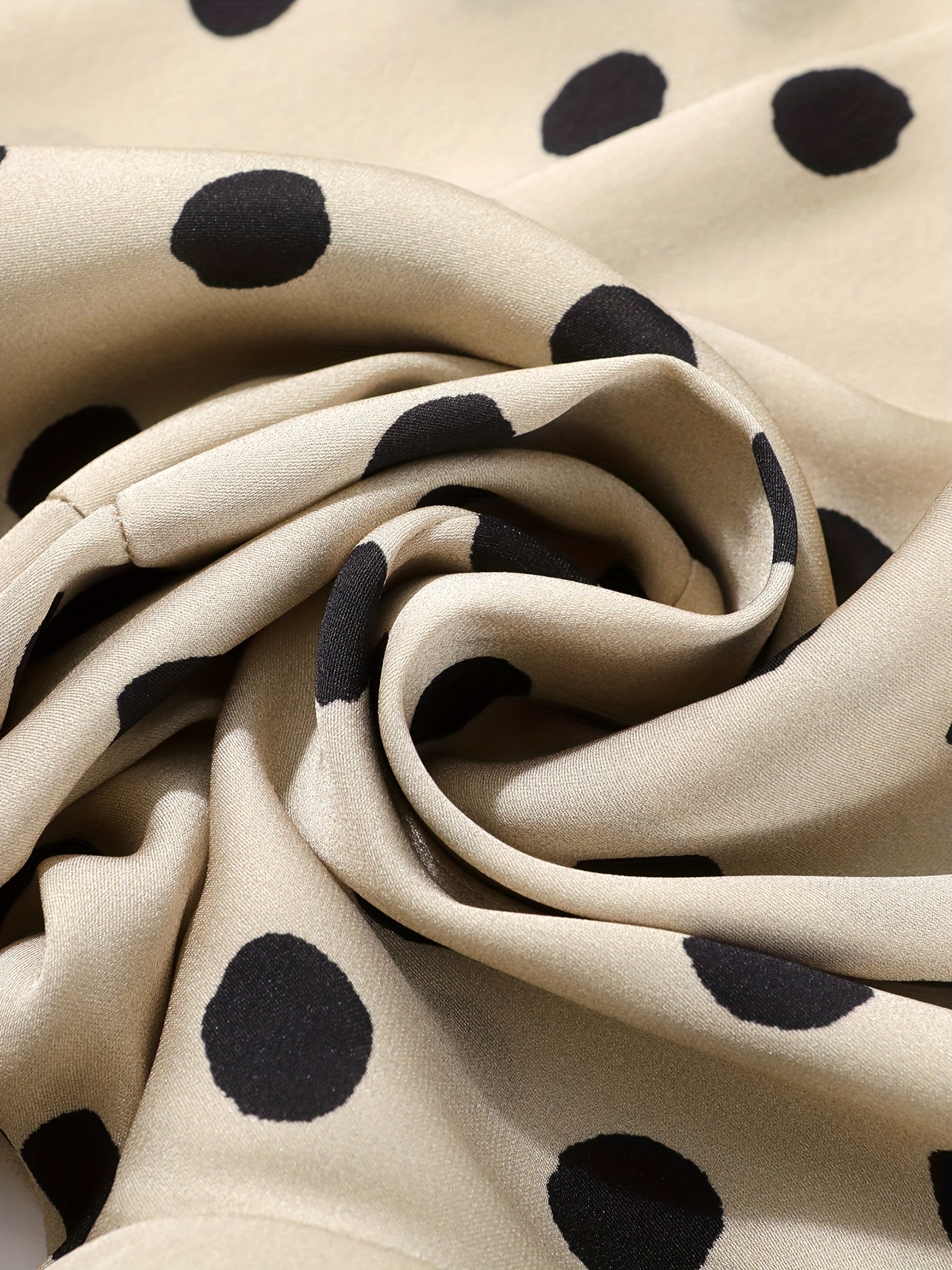 Women's Short Sleeve Blouse - Chic Polka Dot Asymmetrical Hem Round Neck Top