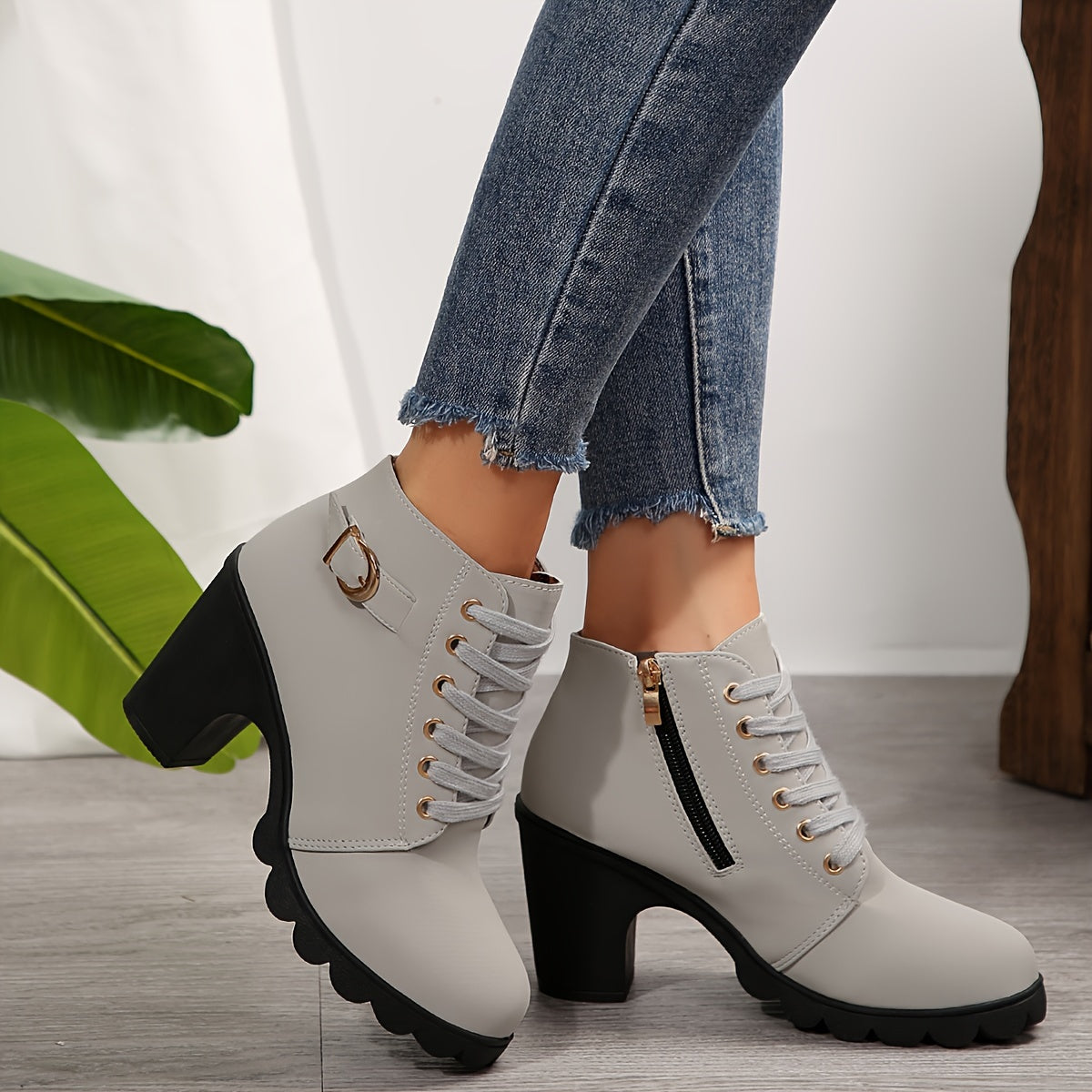 Trendy Women's Chunky Heel Ankle Boots