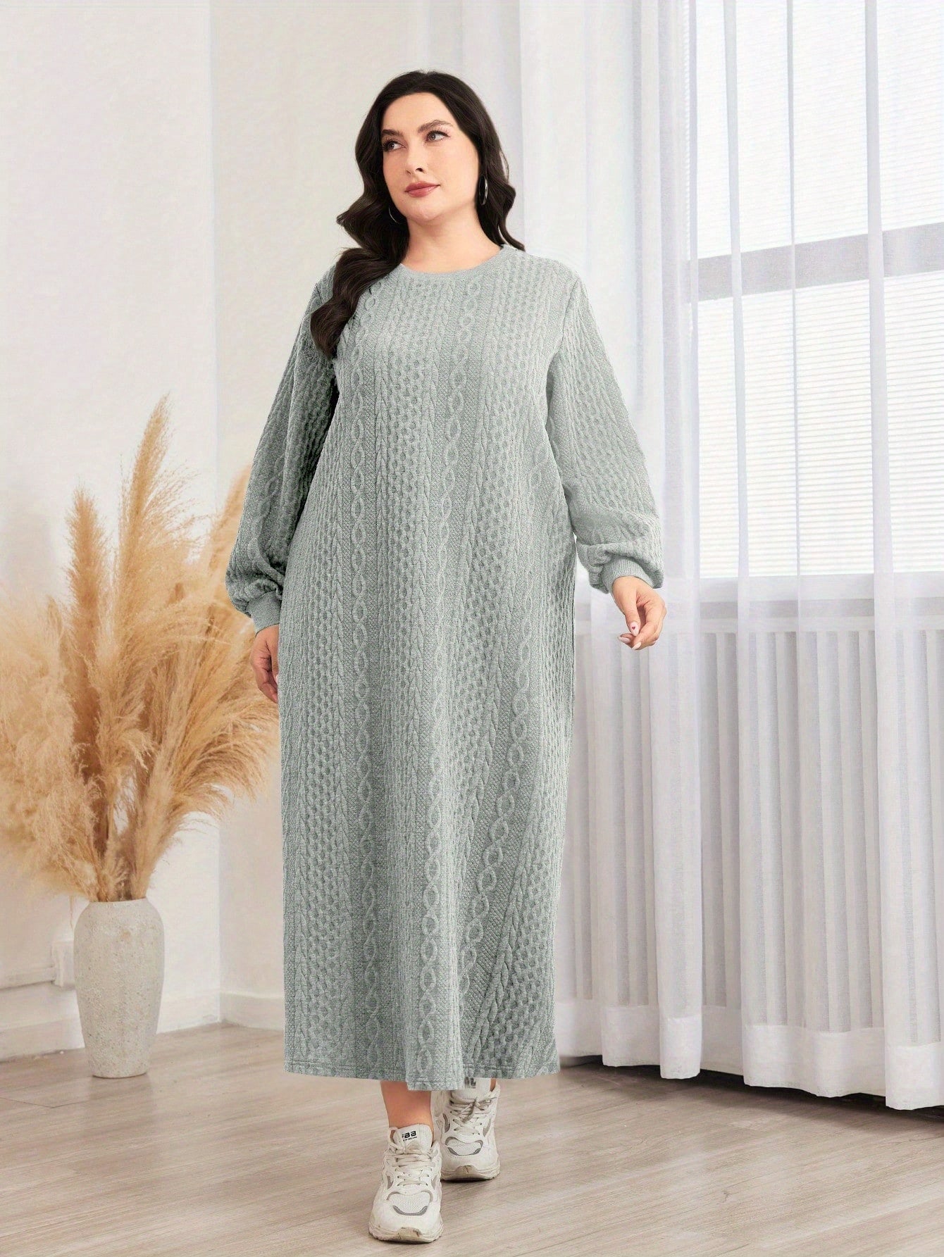 Women's Plus Size Textured Sweatshirt Dress