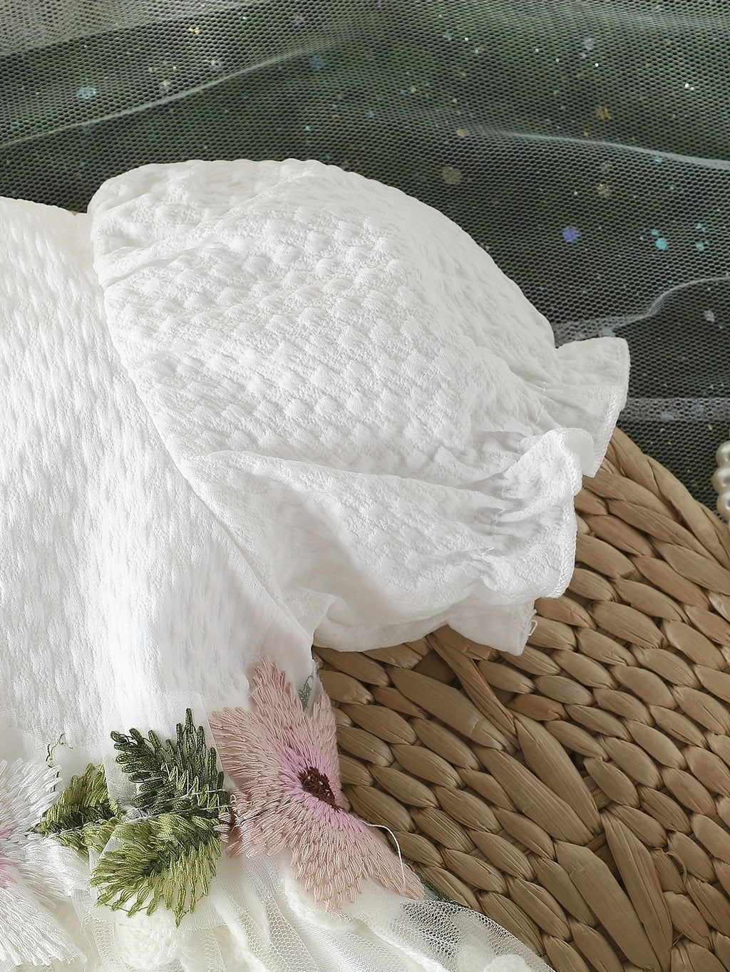 Infant & Toddler's Elegant Floral Embroidered Mesh Dress