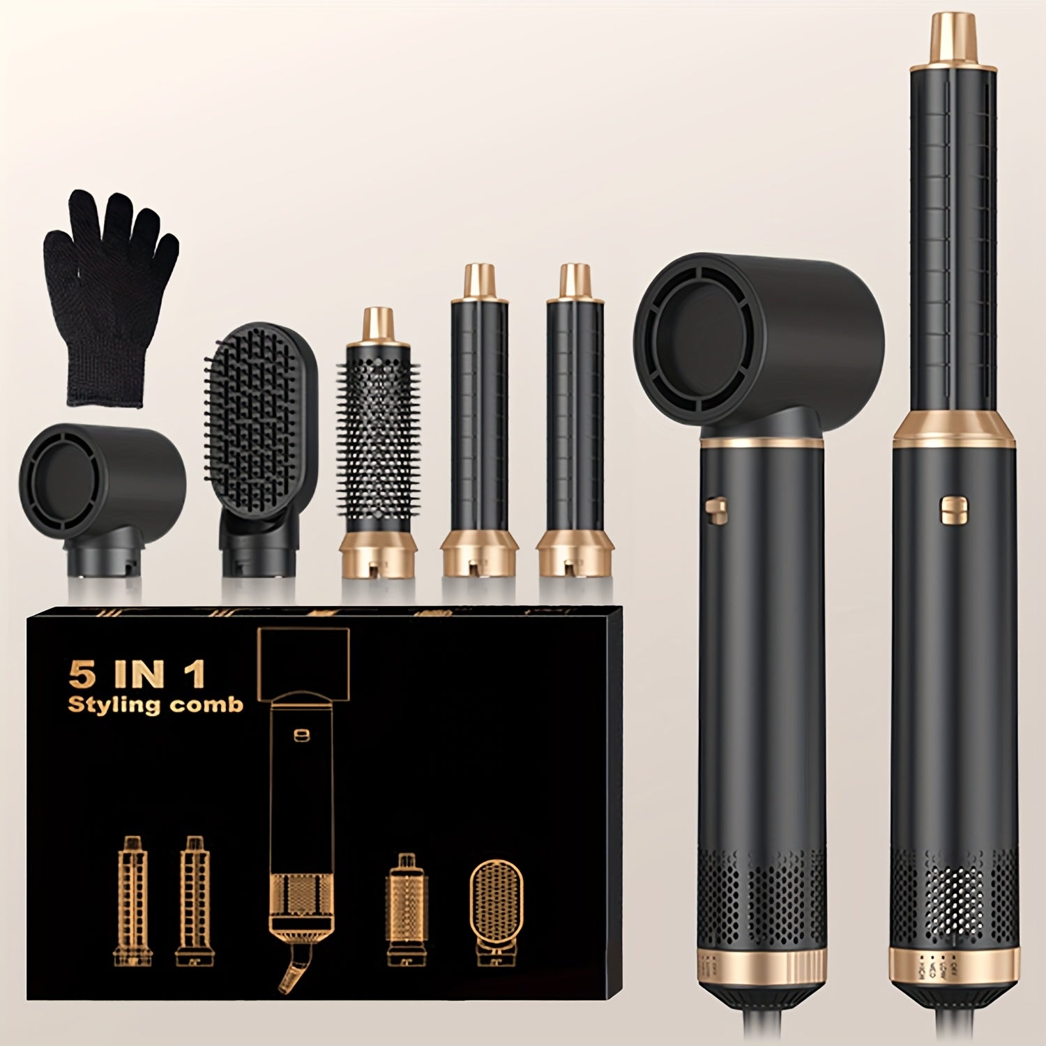 Professional 5-in-1 Hair Styler Hot Brush - All-in-One Straightener