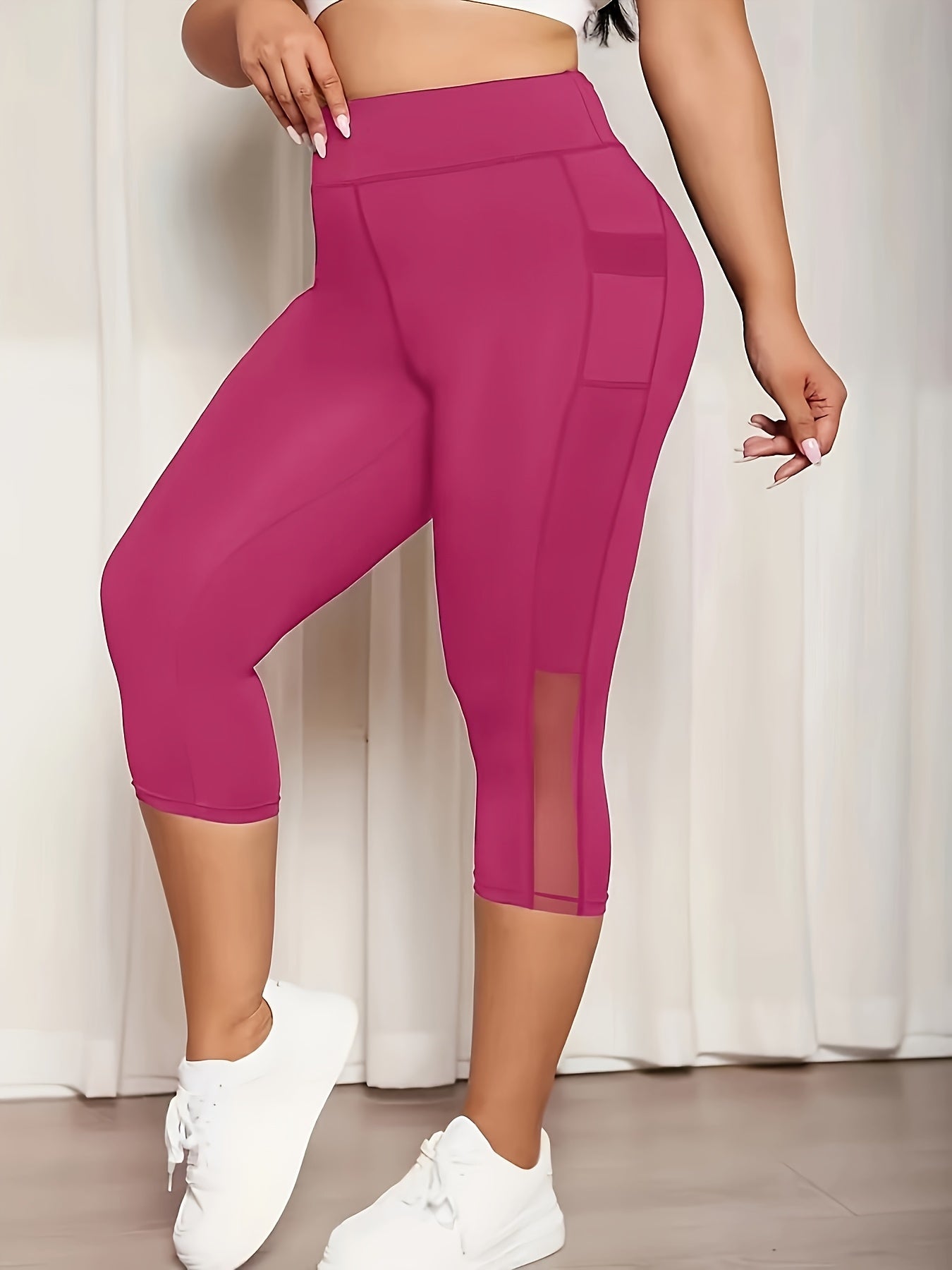 Women's Plus Size High-Waisted Mid-Length Leggings with Butt Lifting