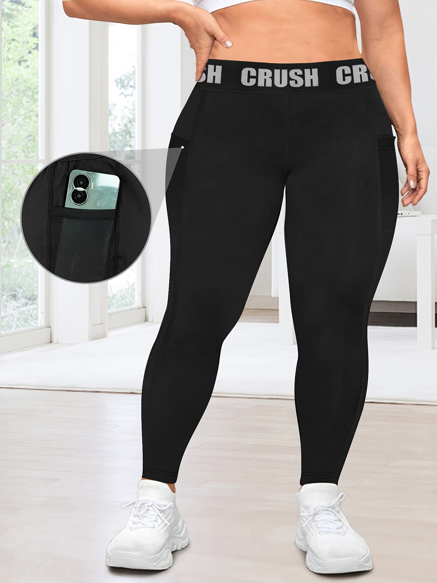 Plus Size Letters And Wide Elastic Bands Leggings
