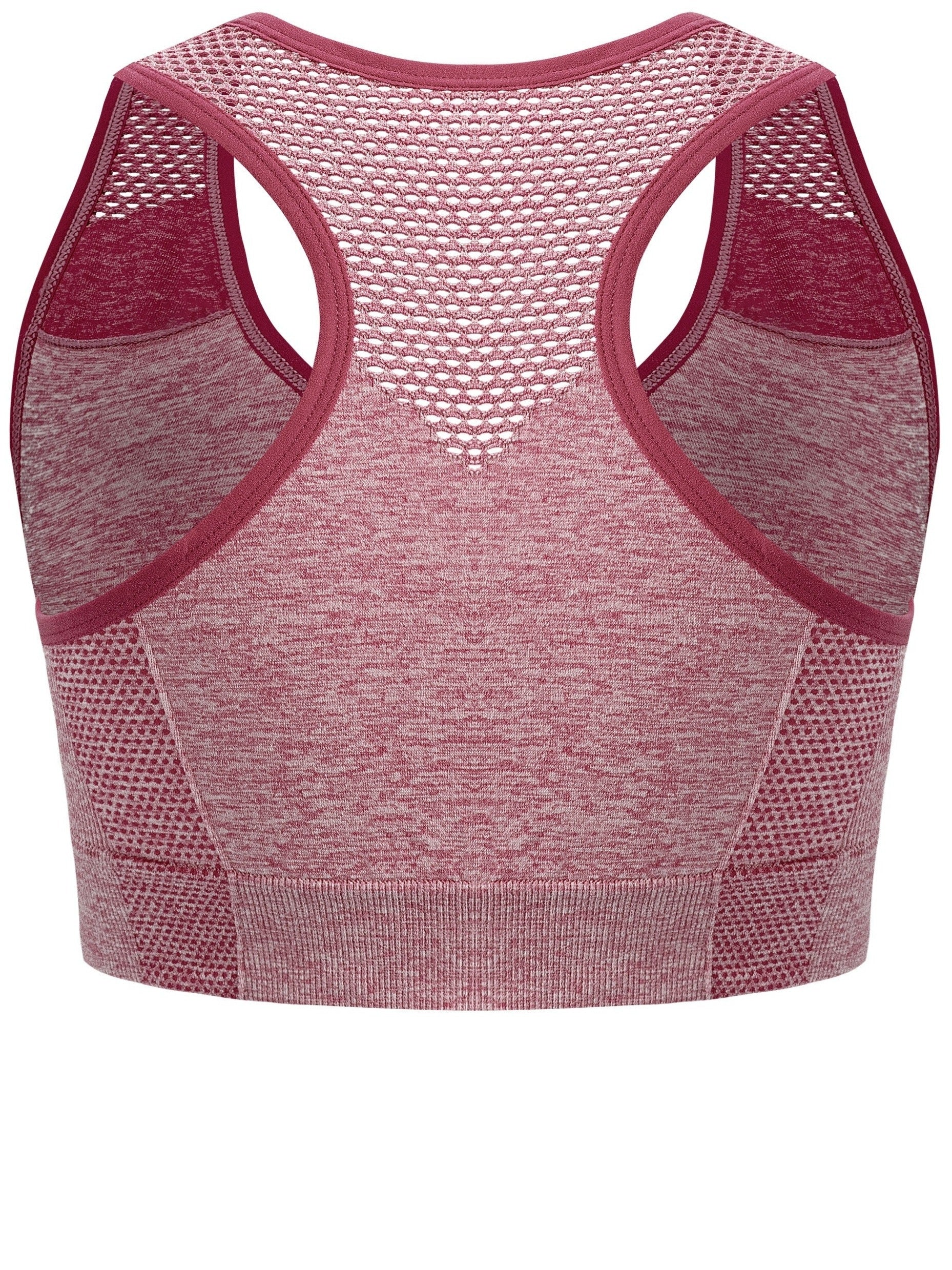 Plus Size Seamless Sports Bra - Breathable Hollow Mesh Thin Yoga Bra Without Steel Ring