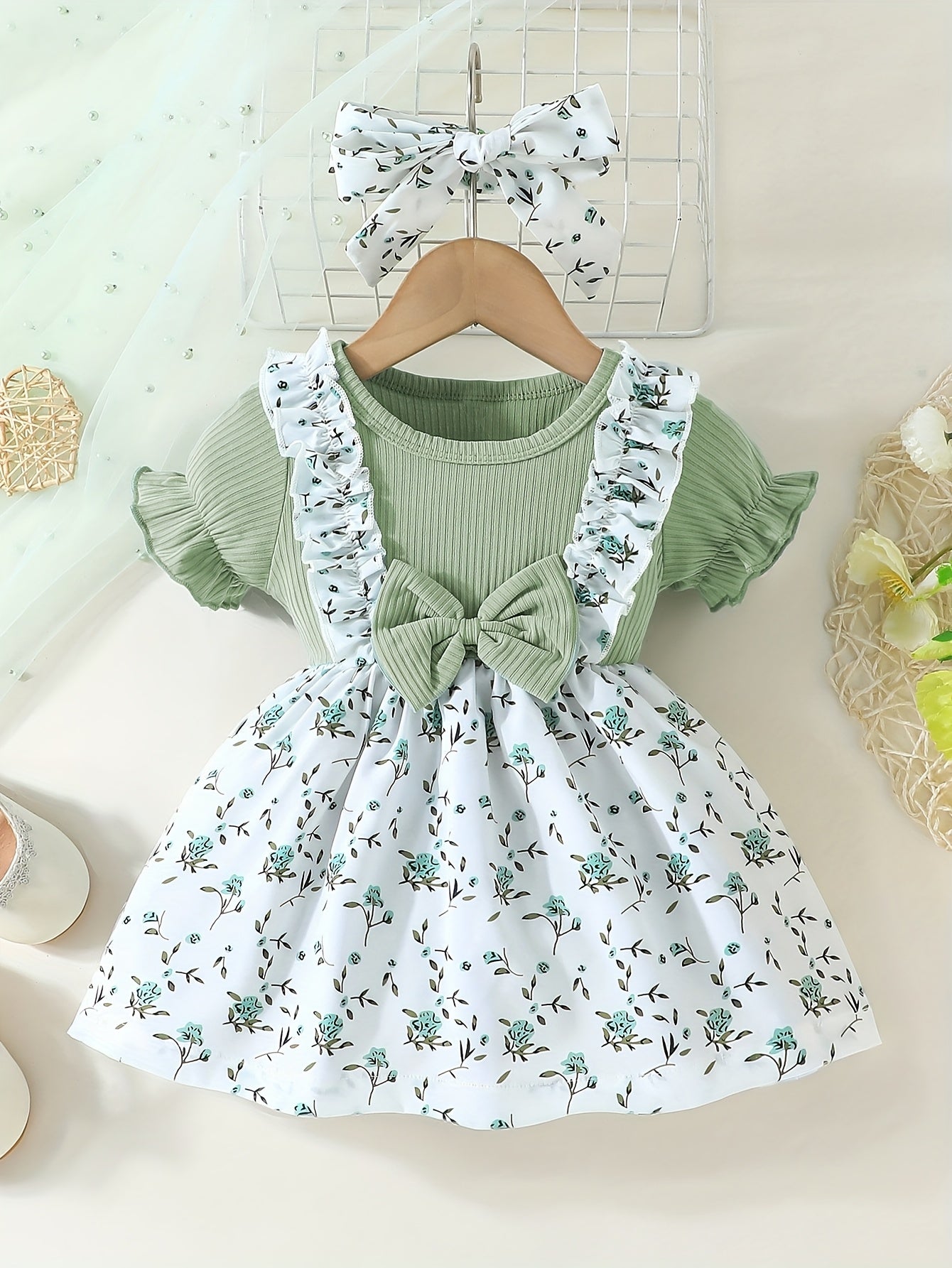 Lightweight Floral Print Summer Dress for Baby Girl