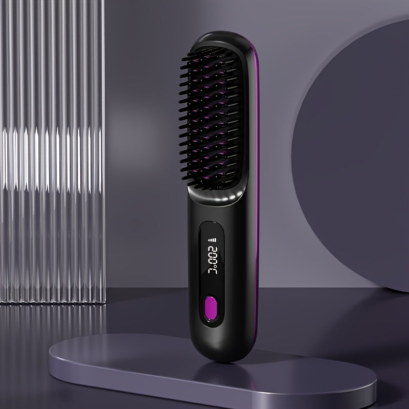 Wireless Straightener Brush, 30W Ceramic, 3 Temperature Settings