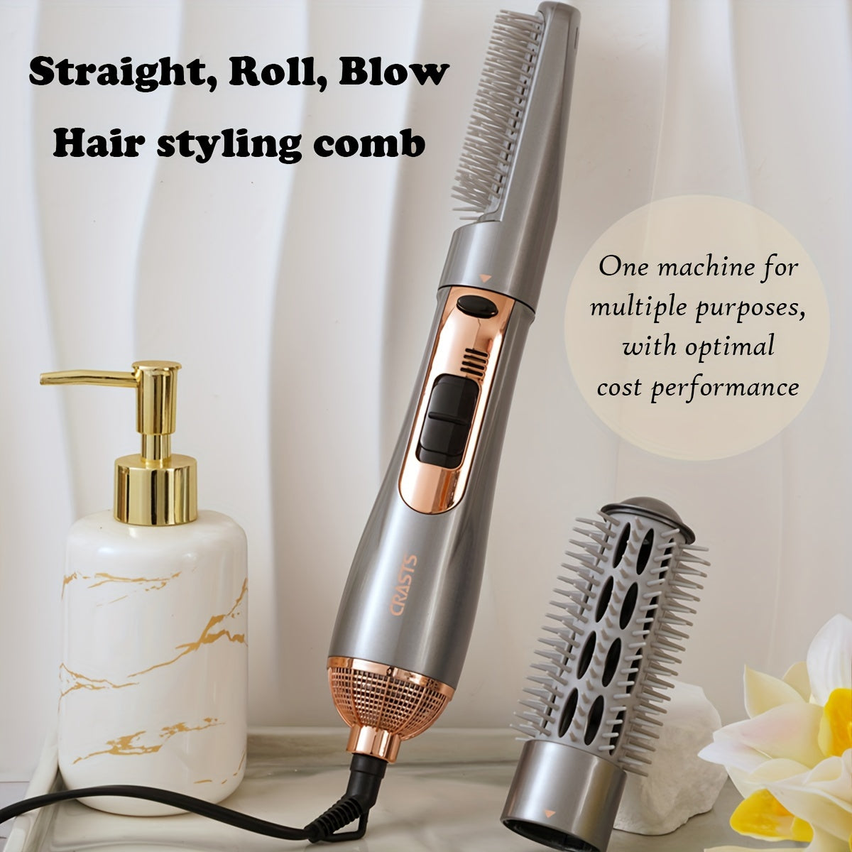 Electric Hair Dryer Brush 2-in-1 Dual-use Hair Straight Curling