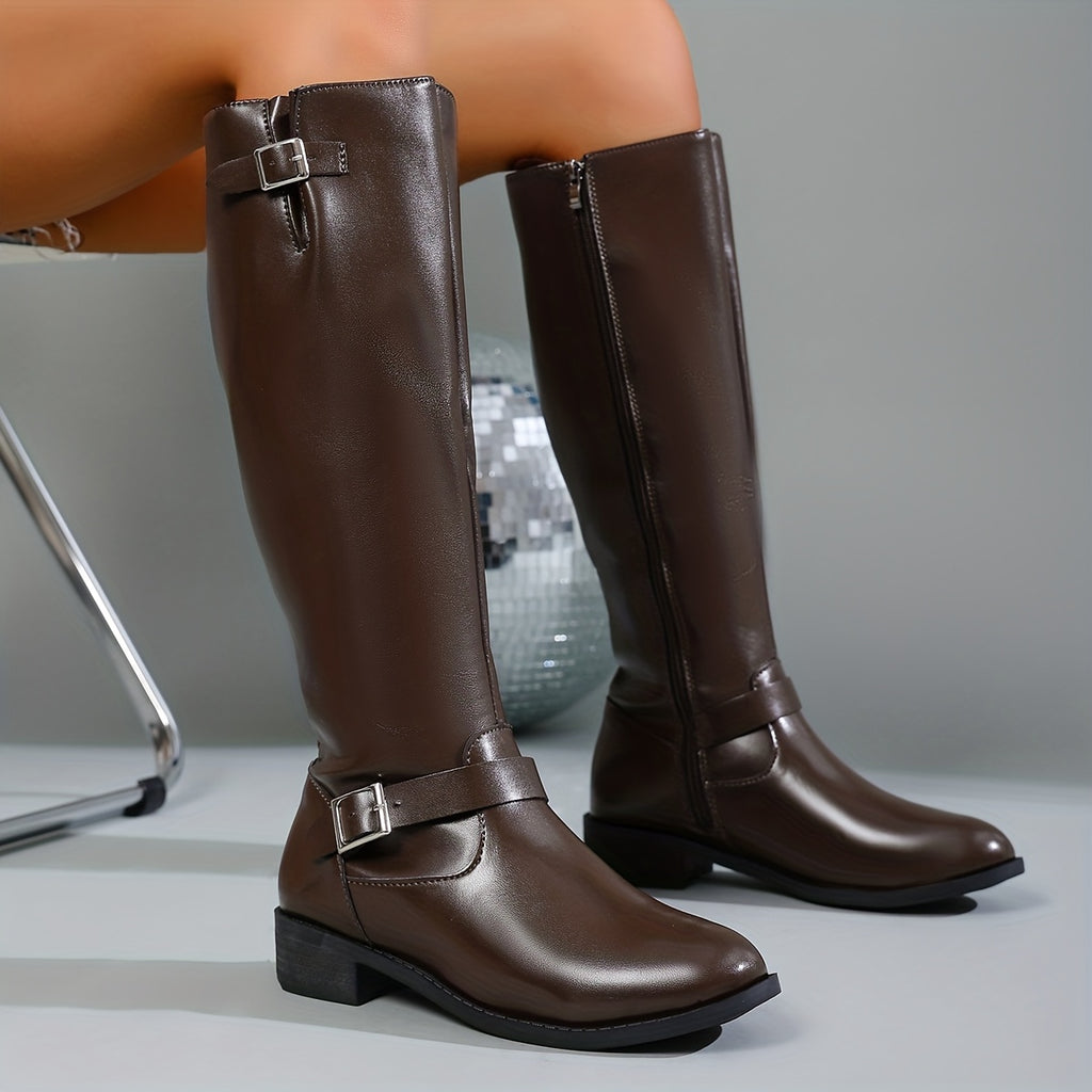 Women's Western Cowboy Boots - Pointed Toe High-Heel Round Toe Ankle Boots with Zipper Closure