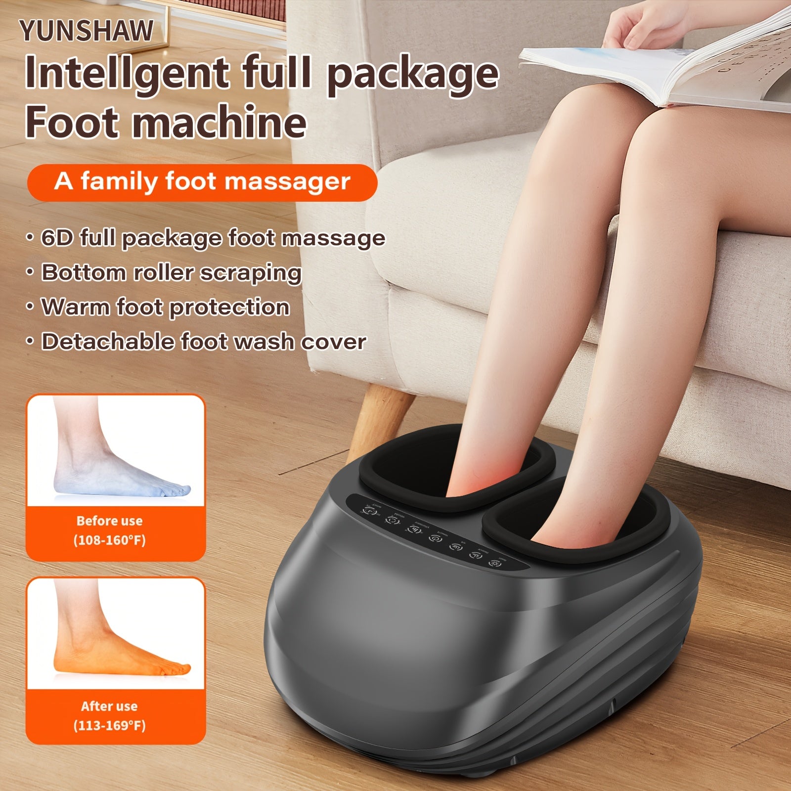 Foot Massager Device Featuring Comforting Heat and Intense Kneading