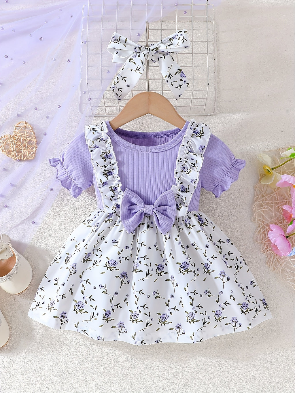 Lightweight Floral Print Summer Dress for Baby Girl