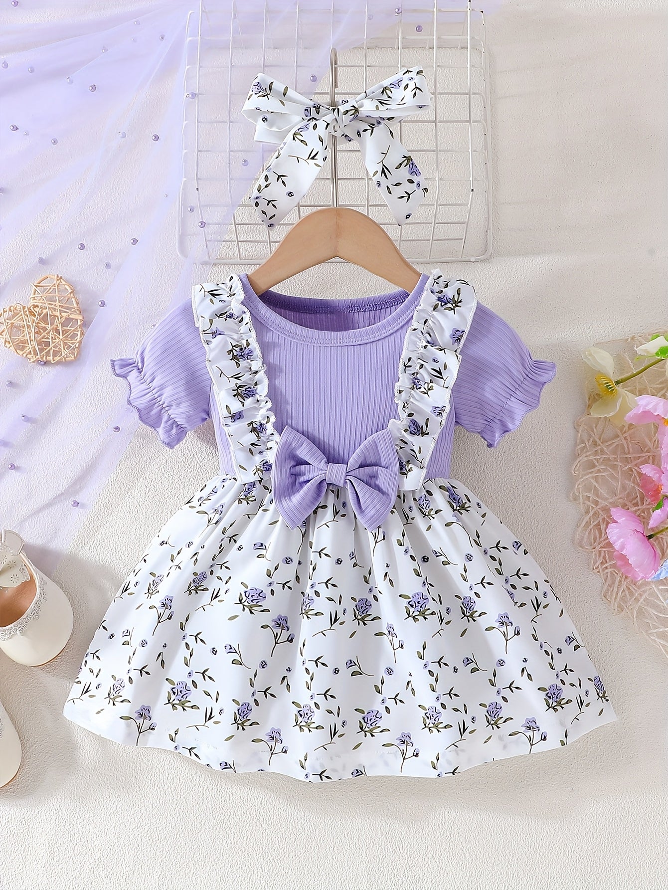 Lightweight Floral Print Summer Dress for Baby Girl