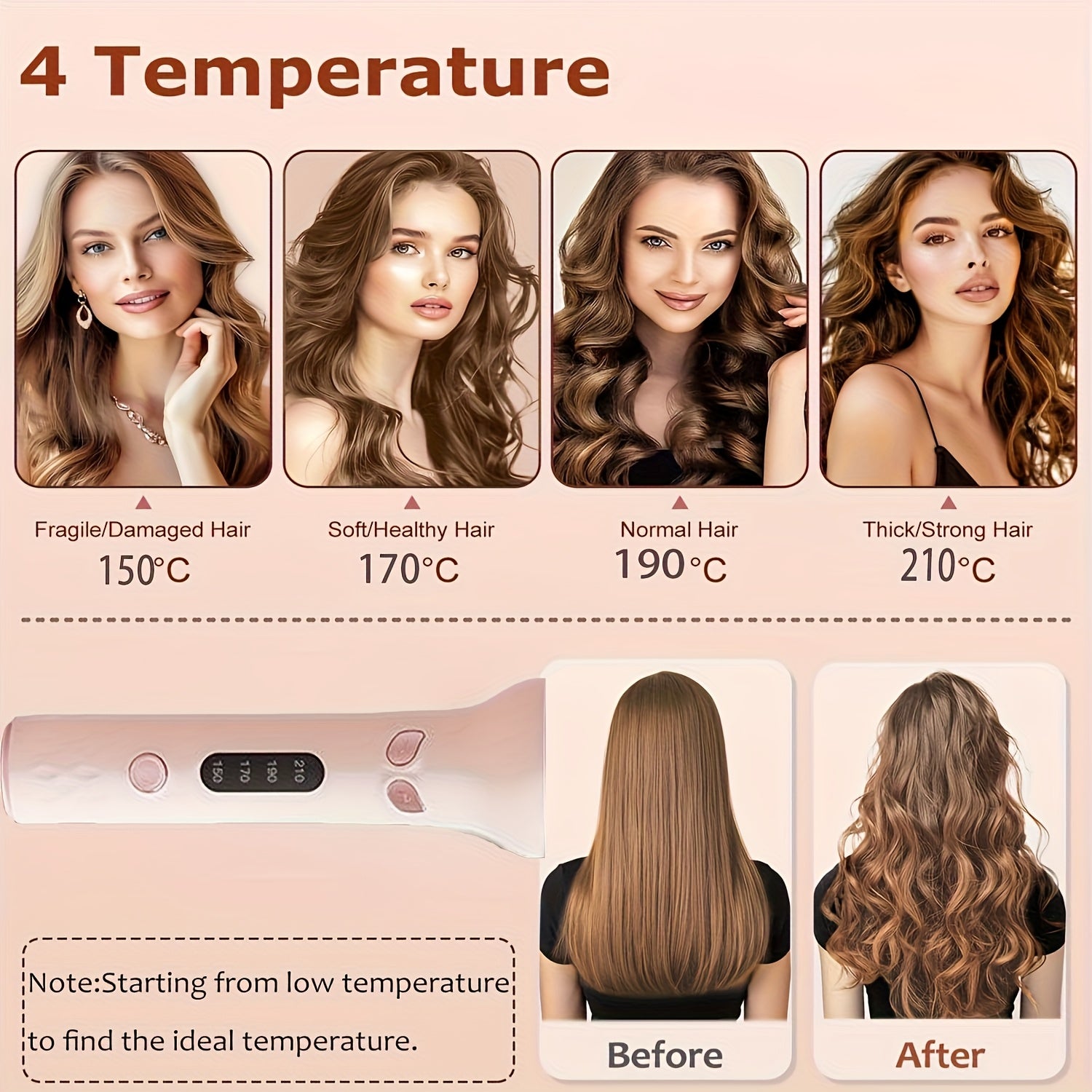 Automatic Hair Curler 28mm Automatic Curling Iron with 4 Temperature Settings