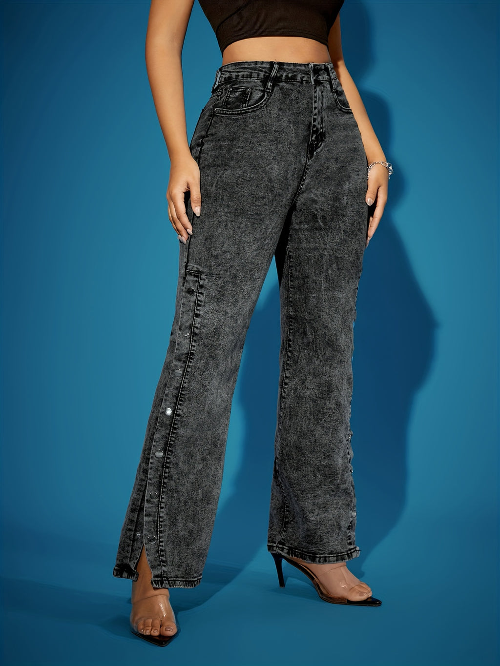Women's Vintage-Style High-Waisted Straight-Leg Jeans