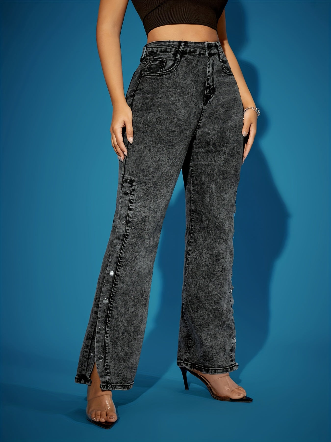 Women's Vintage-Style High-Waisted Straight-Leg Jeans
