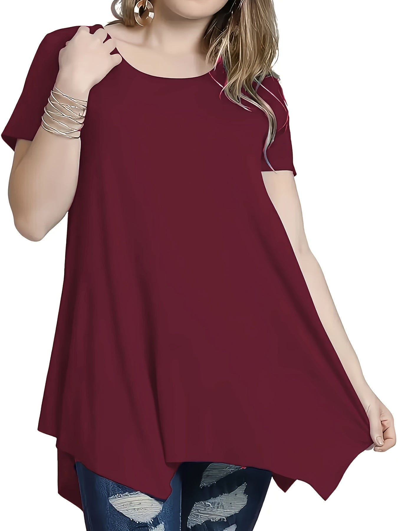 Women's Plus Size Elegant Short Sleeve T-Shirt