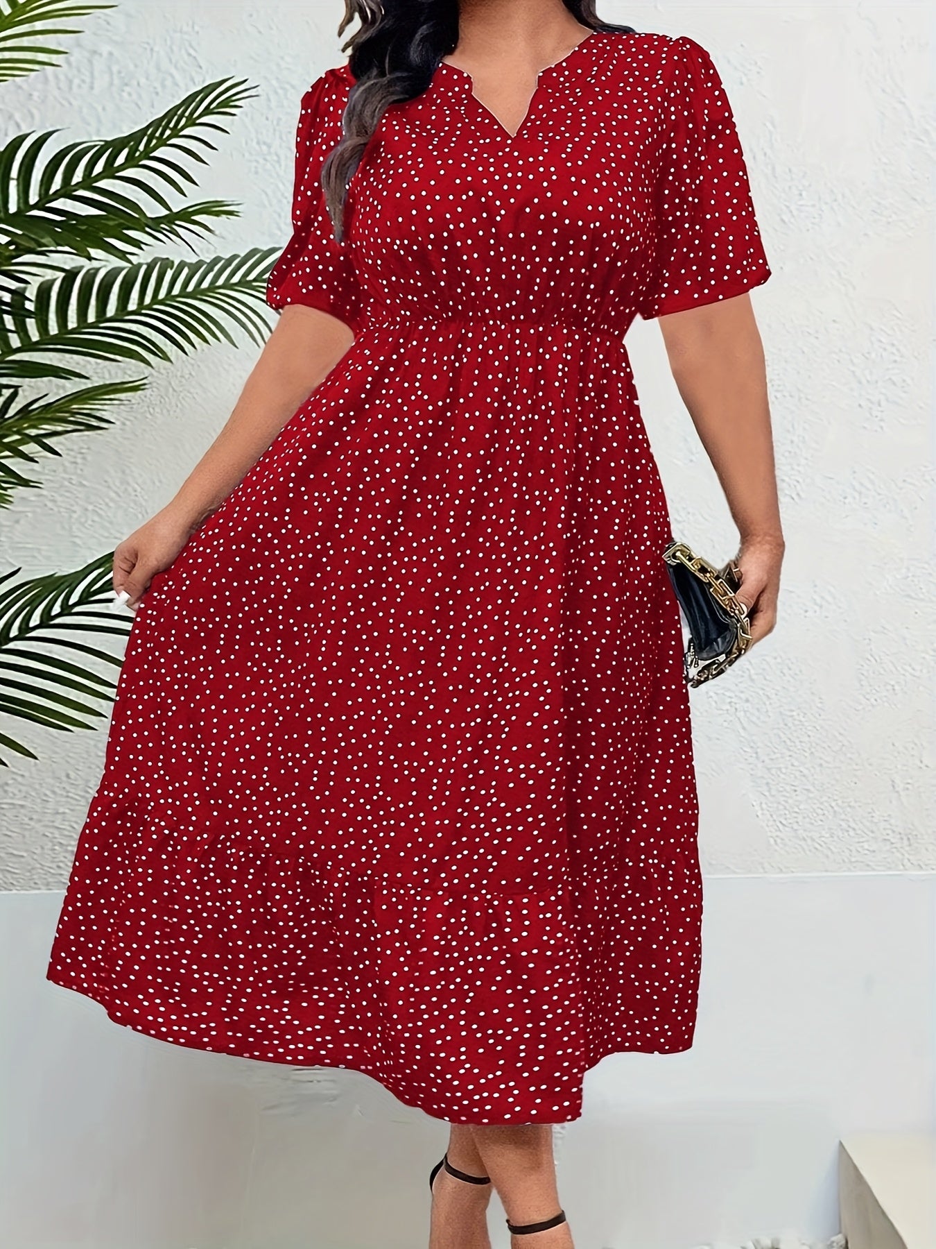Plus Size Women's V-Neck Loose Fit Dress
