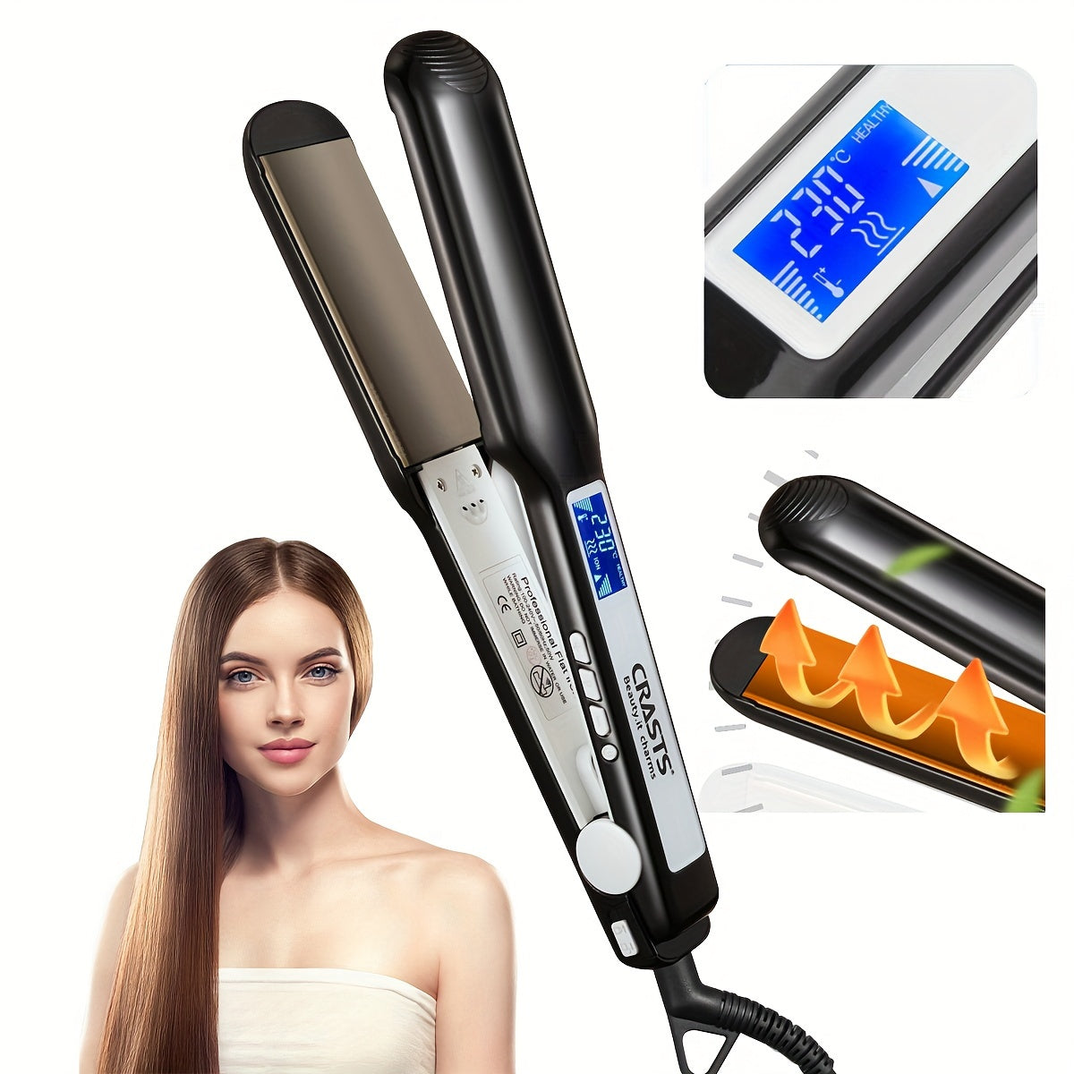 Professional Hair Straightener with Display - Dual-Use for Smooth Styling & Curls