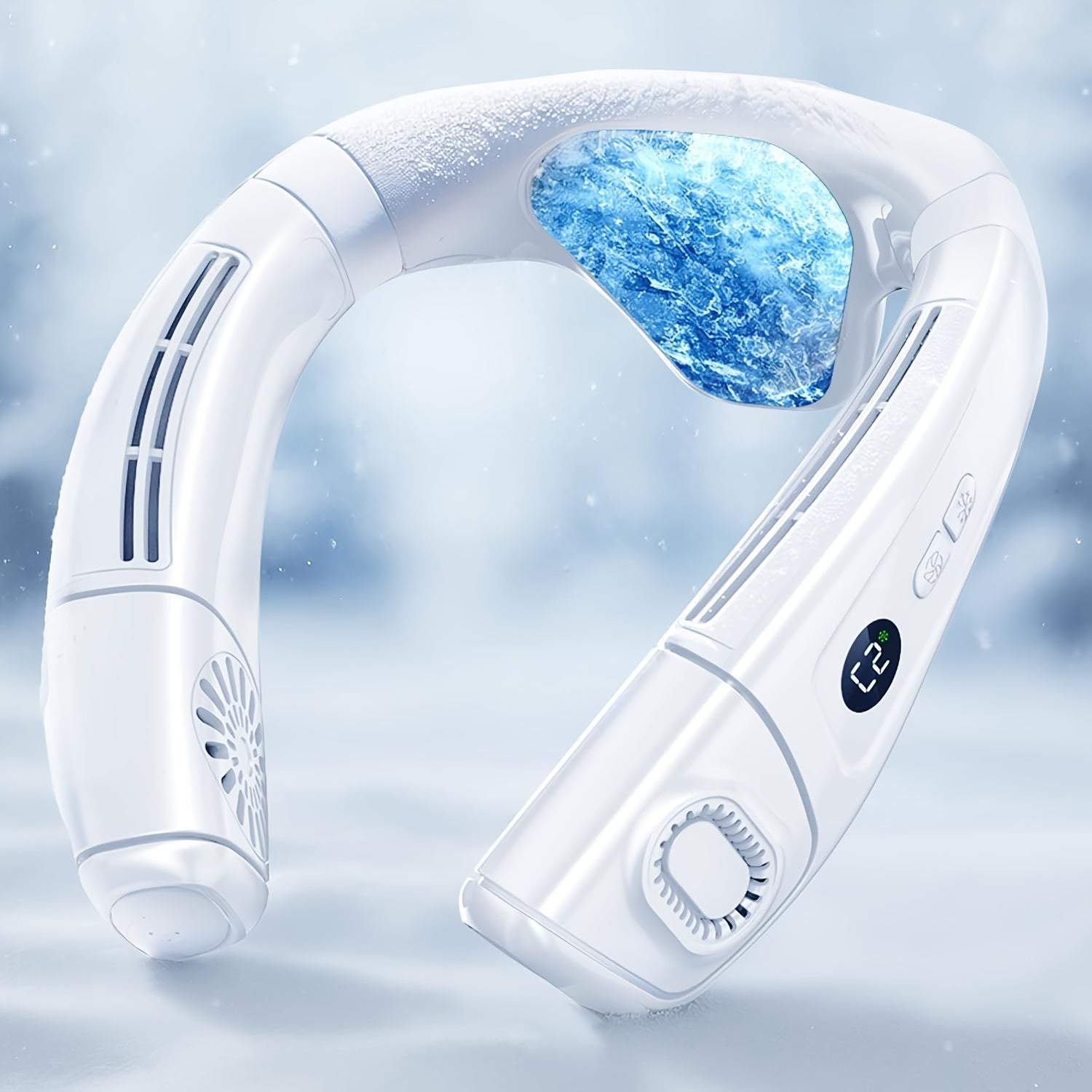5200mAh Portable Air Conditioner Neck Fan | 3D Wind & LED Screen, Type-C Rechargeable