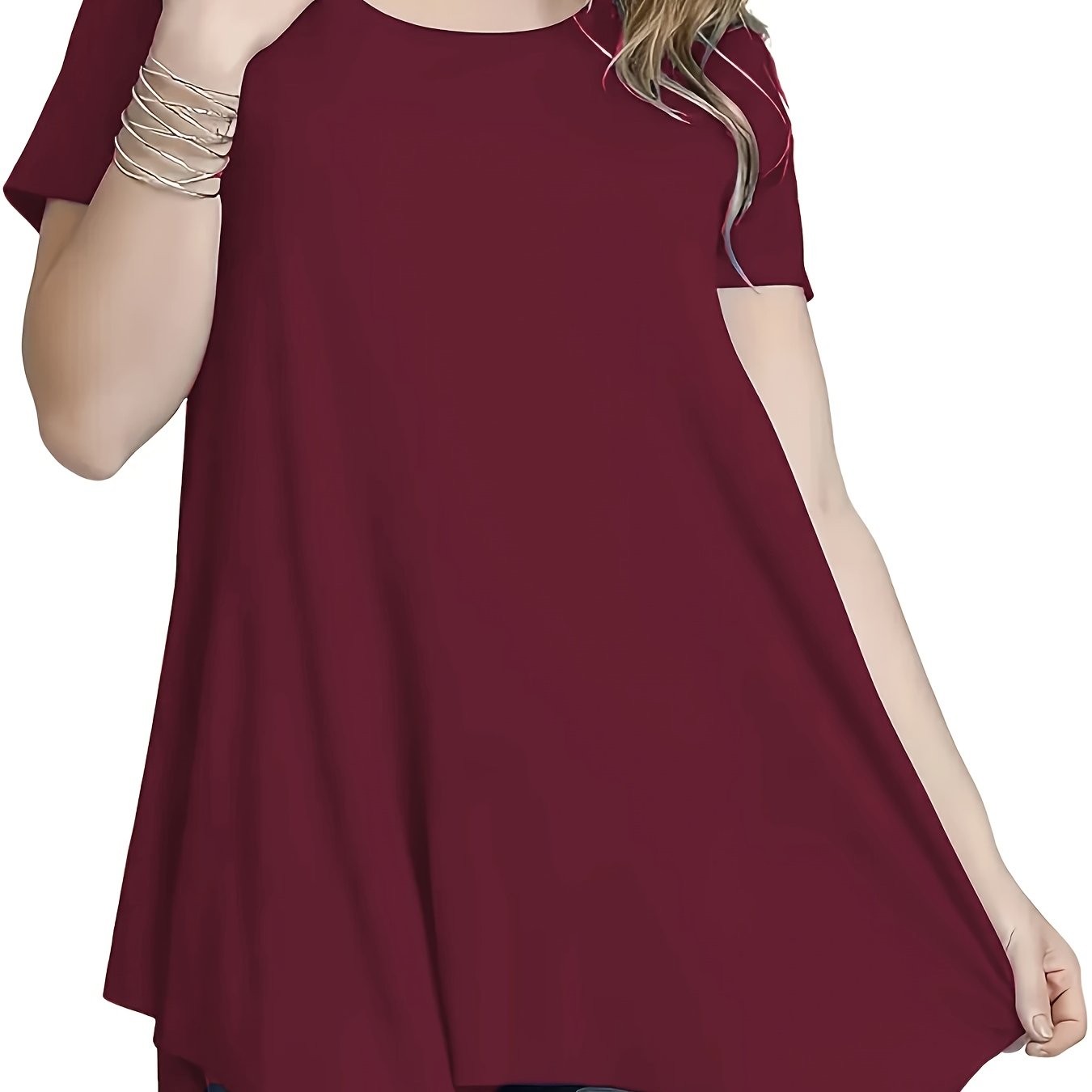 Women's Plus Size Elegant Short Sleeve T-Shirt