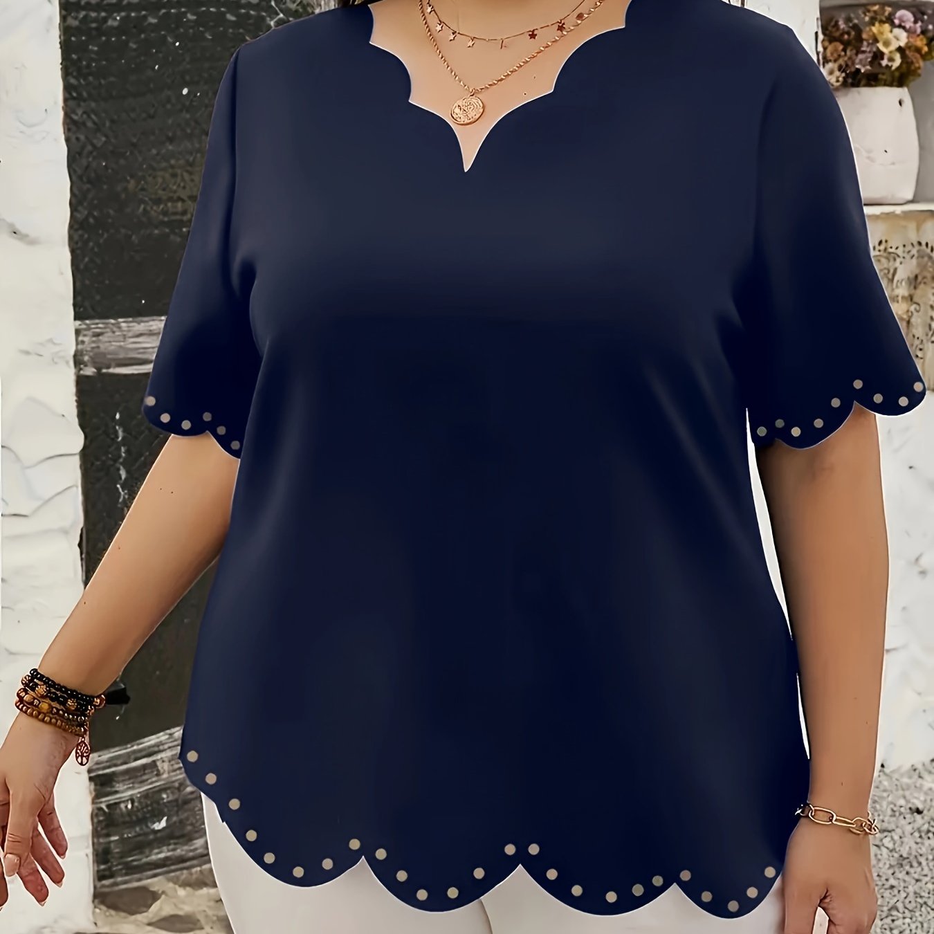 Elegant Burgundy V-Neck Blouse with Cut-Out Floral Embellishments