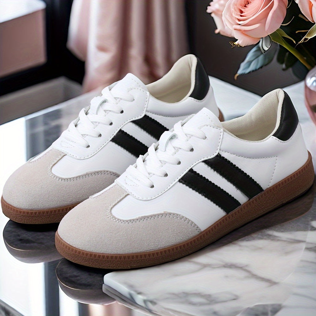 Women's Striped Pattern Flat Sneakers