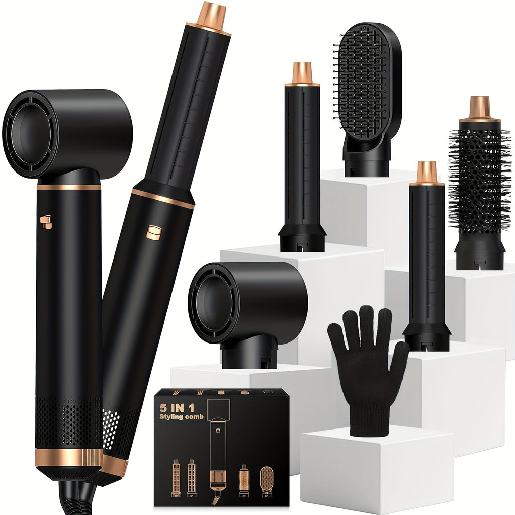 Professional 5-in-1 Hair Styler Hot Brush - All-in-One Straightener