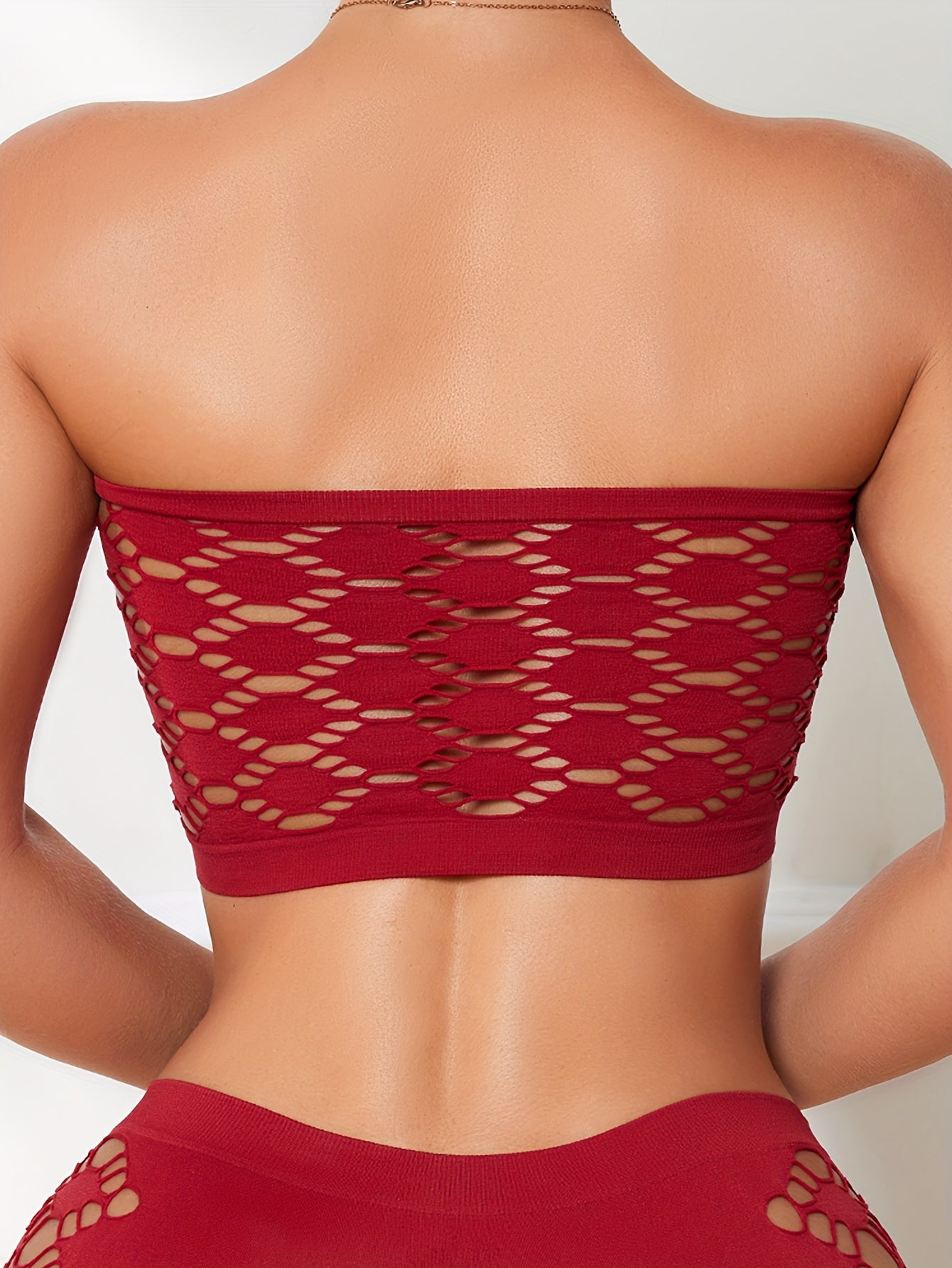 Hollow Mesh Tube Bra, Sexy & Breathable Wireless Bandeau Bra, Women's Lingerie & Underwear