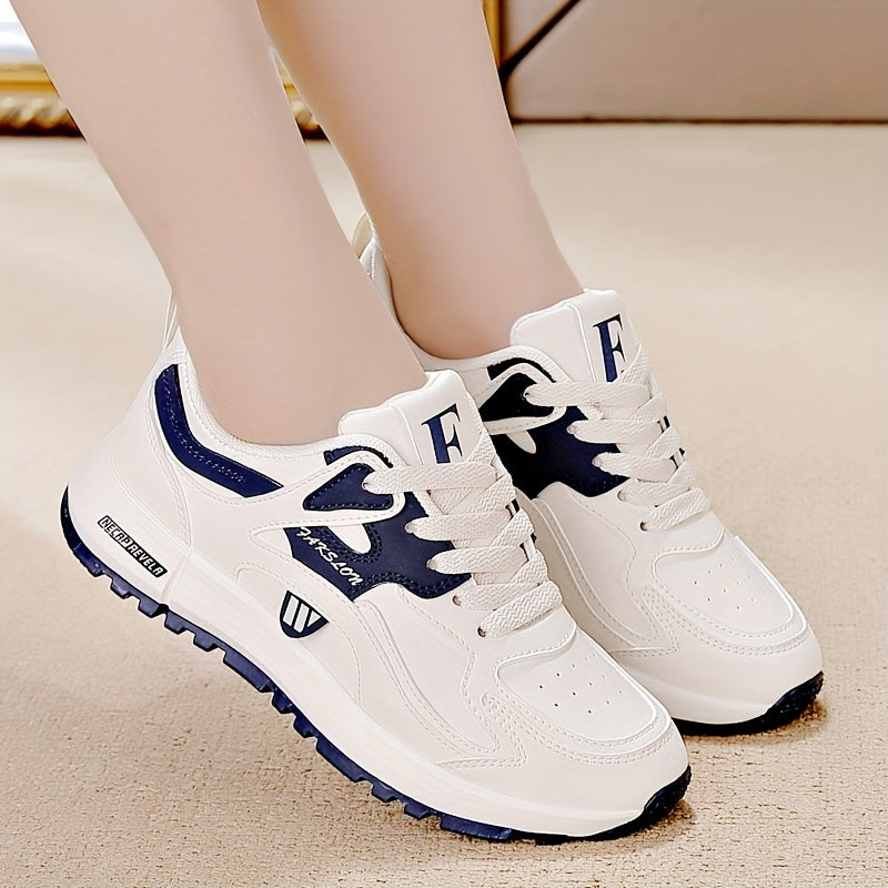 Women's Bold Contrast Color Lace-Up Sneakers