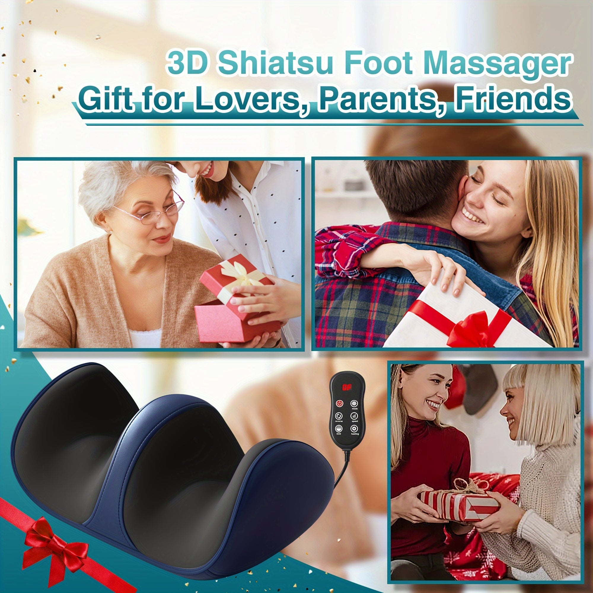 Cordless Type-C Rechargeable Foot Massager Machine with Deep- Kneading and heat