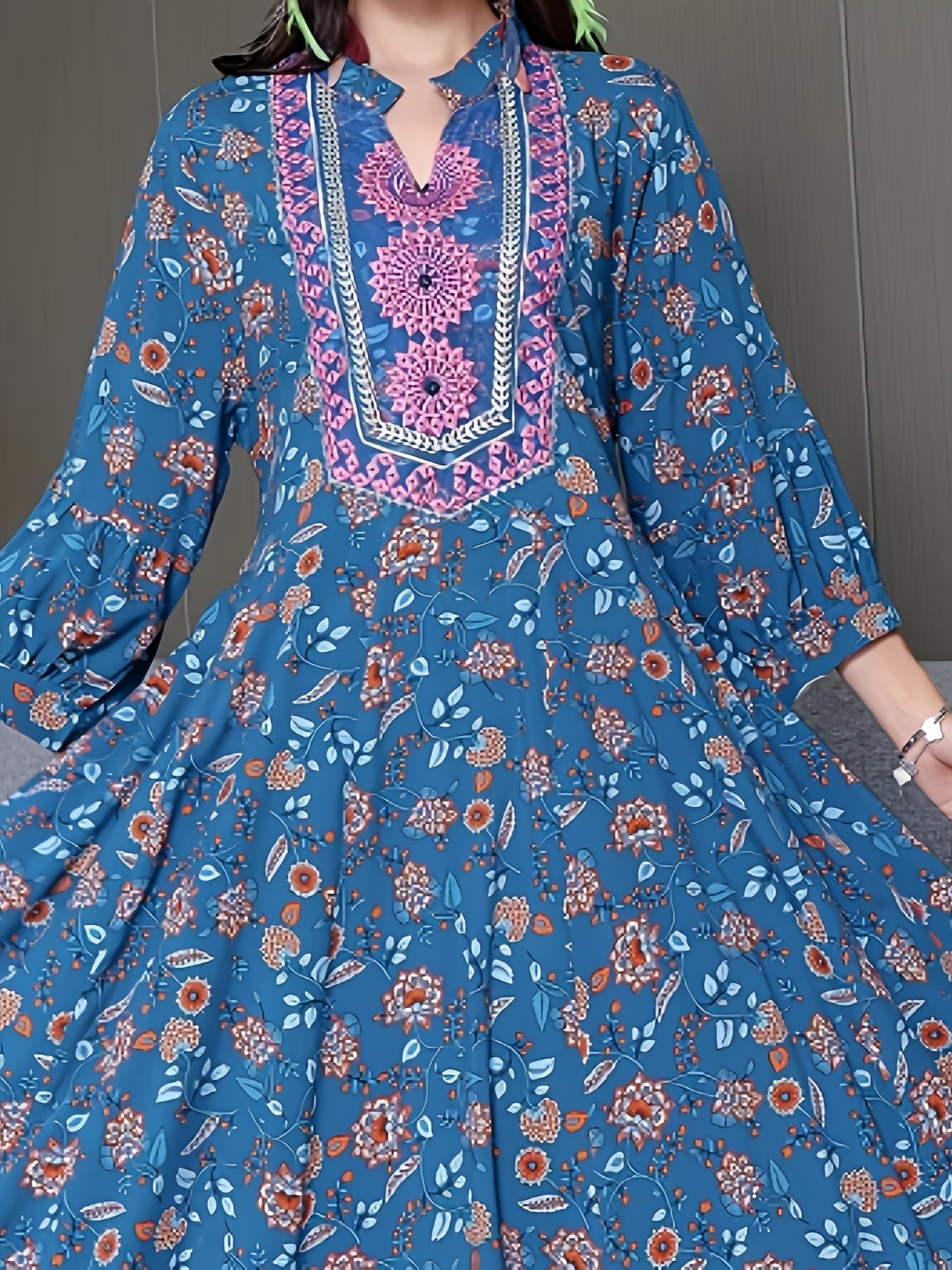 Embroidery Dress Ethnic Style Long Skirt Retro Vintage Casual Maxi Dress