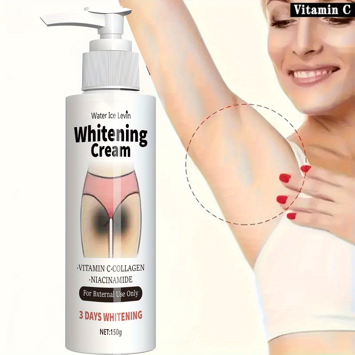 Vitamin C Collagen Whitening Cream for Body, Underarms, Butt & Thighs, private areas
